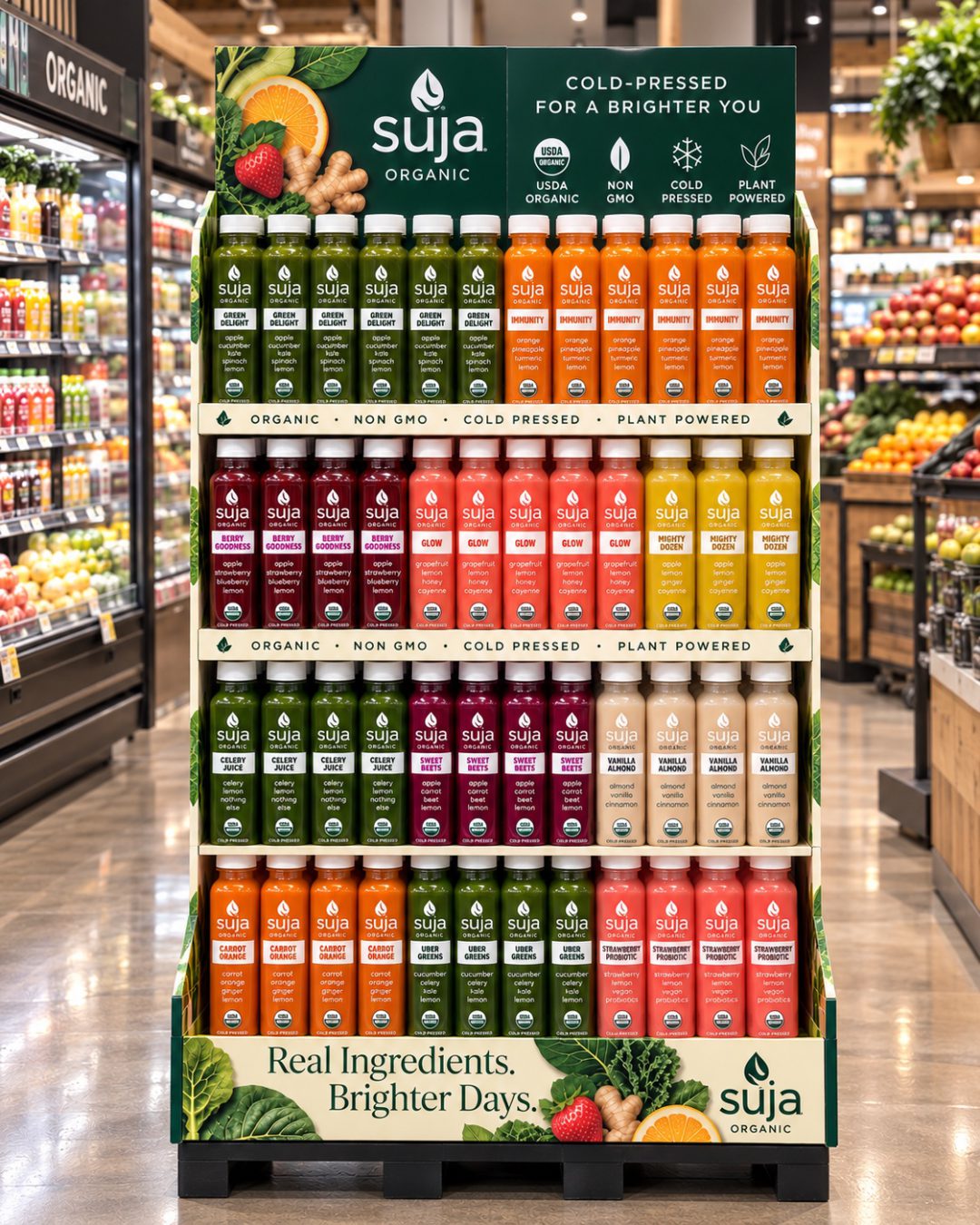 Suja Organic cold-pressed juice display