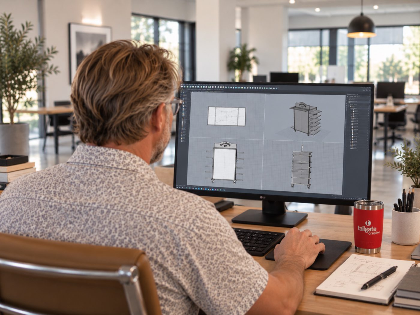CAD drawing of a retail display fixture