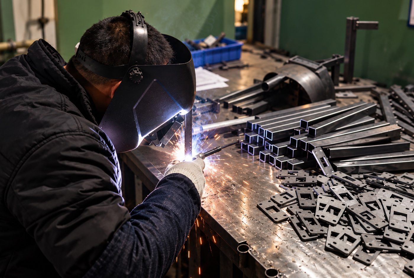 Welding a steel fixture frame